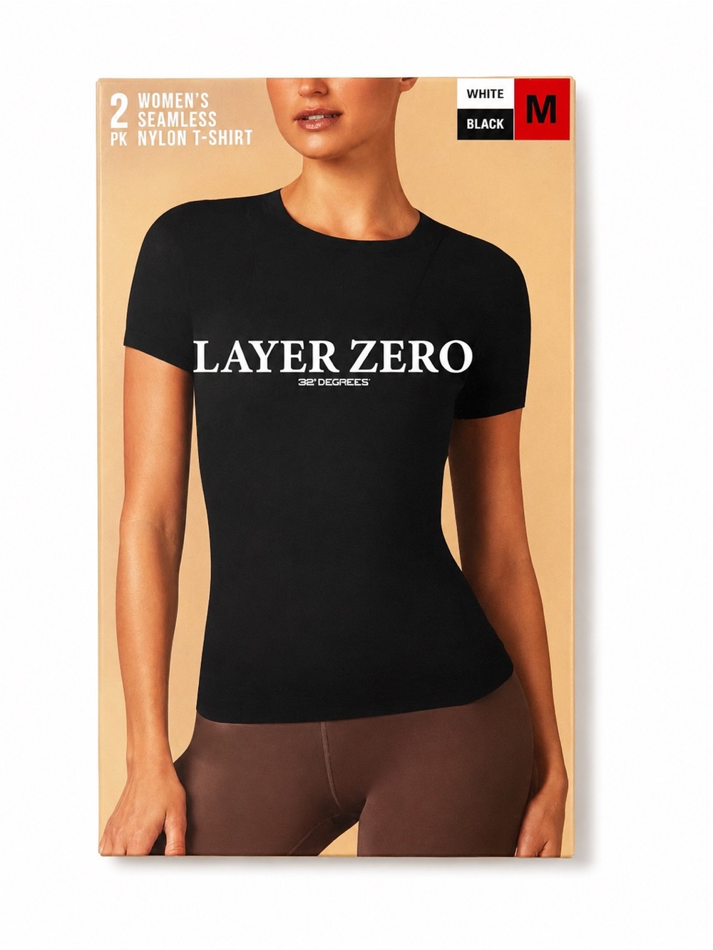 32 Degrees Women's Black 2 Pack Short Sleeve Seamless Tee